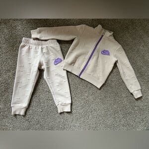 Nike Toddler Cream Embossed Zip Hoodie & Joggers Set